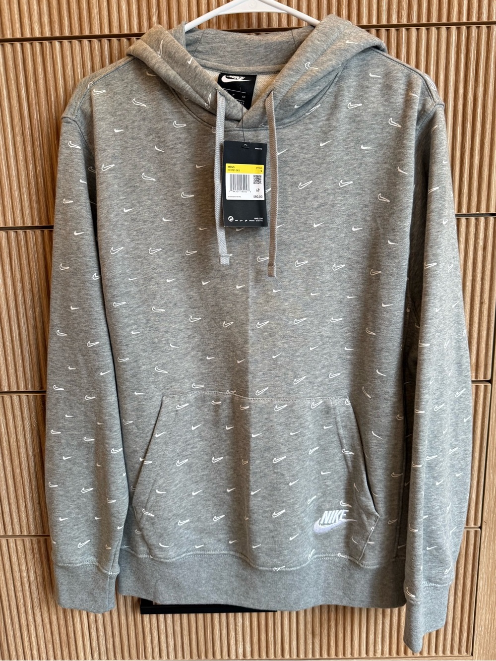 Nike Grey Hoodie with Mini White Swoosh Print
